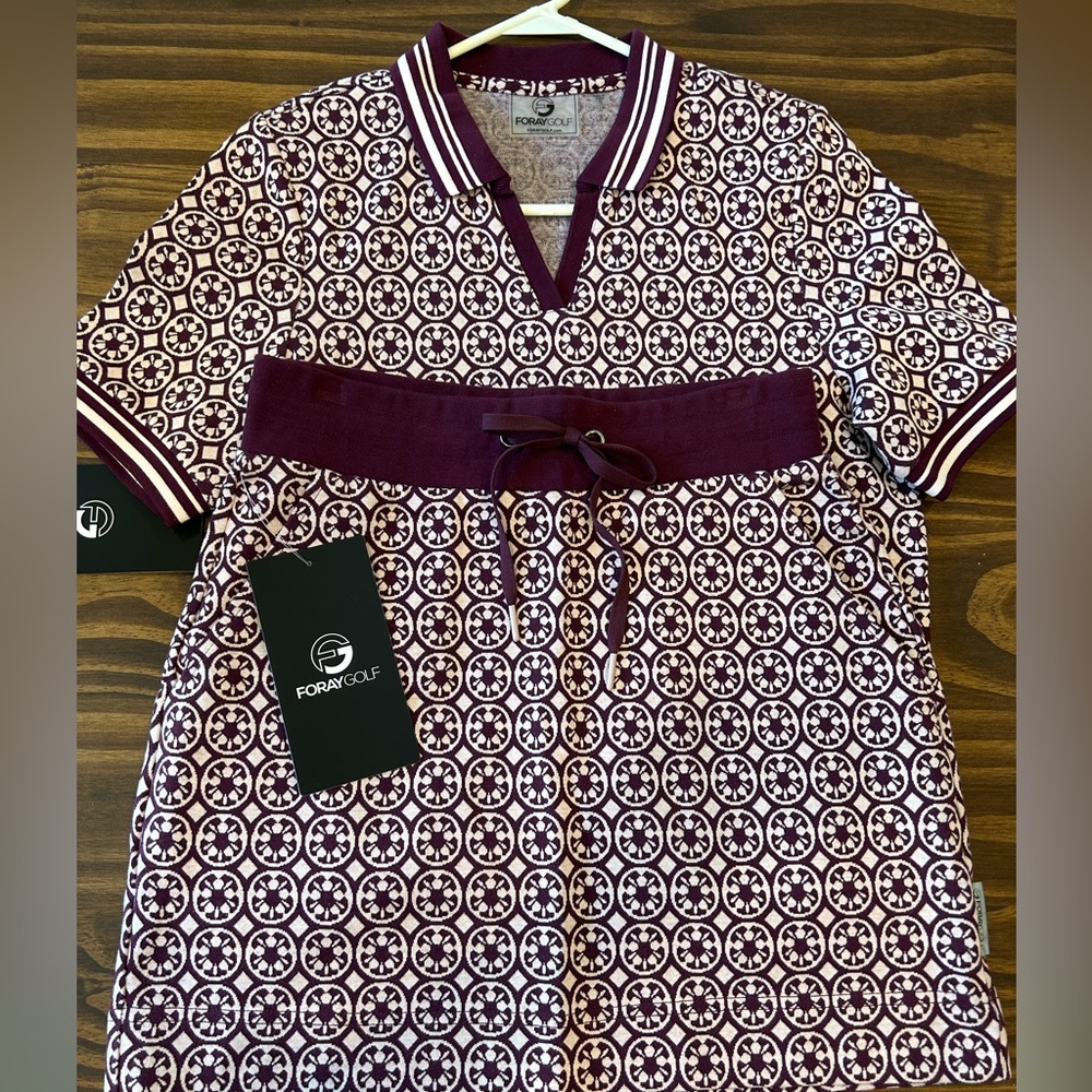 Foray Golf Ladies HERITAGE ROSE JACQUARD KNIT SKIRT and polo set Small, NWT